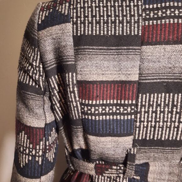 CHARLOTTE RUSSE Wool Blend Boho Southwestern Belted Cardigan Jacket M Cozycore - Picture 3 of 8